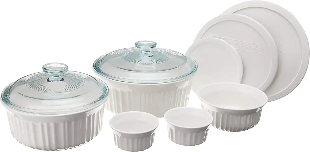 CorningWare French White 10-Pc Ceramic Bakeware Set with Lids